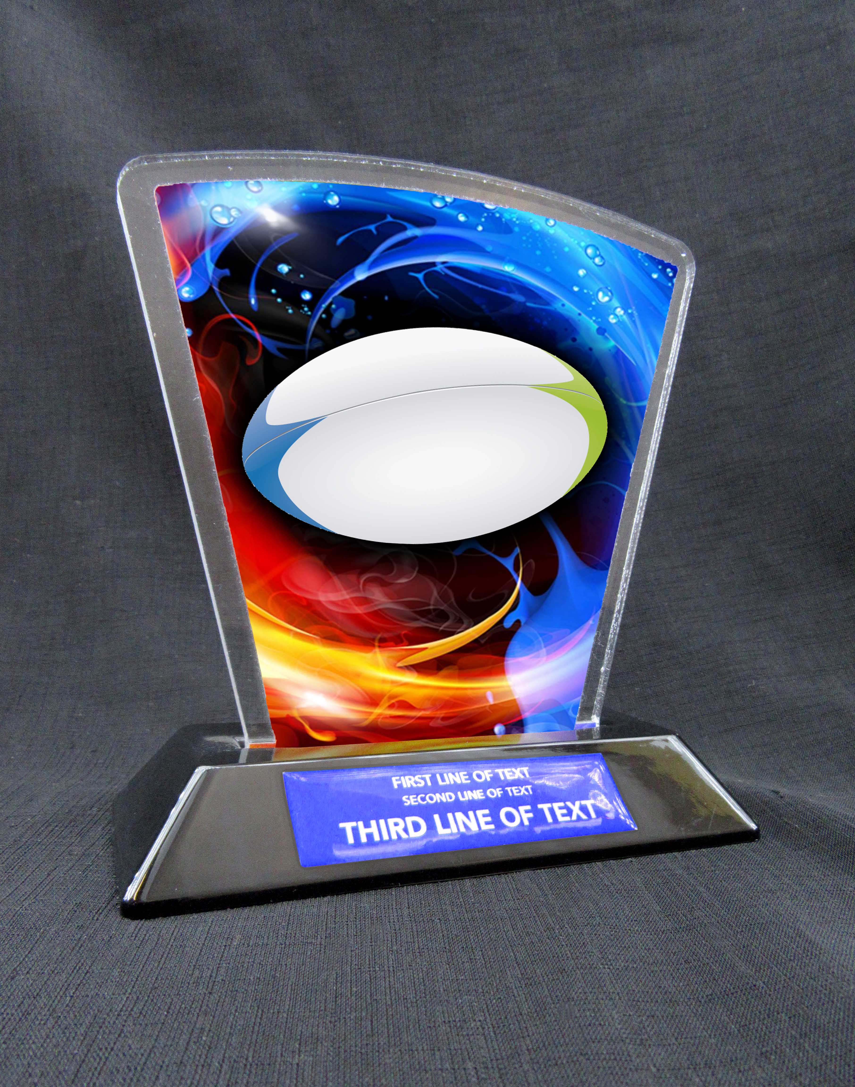 6" Flare Acrylic Award -  Rugby