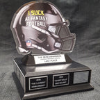 I Suck At Fantasy Football Helmet On Black Base