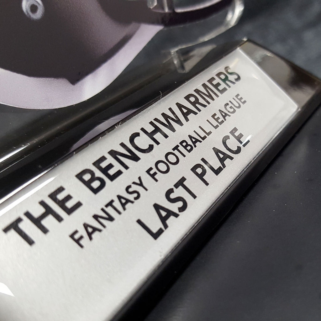 I Suck At Fantasy Football Helmet On Black Base